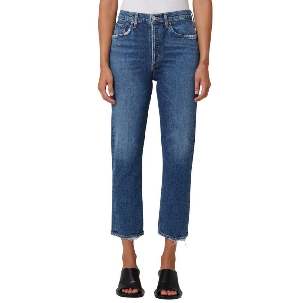AGOLDE Riley High Rise Straight Crop Jeans Sz 25 Silence Organic Cotton USA Made